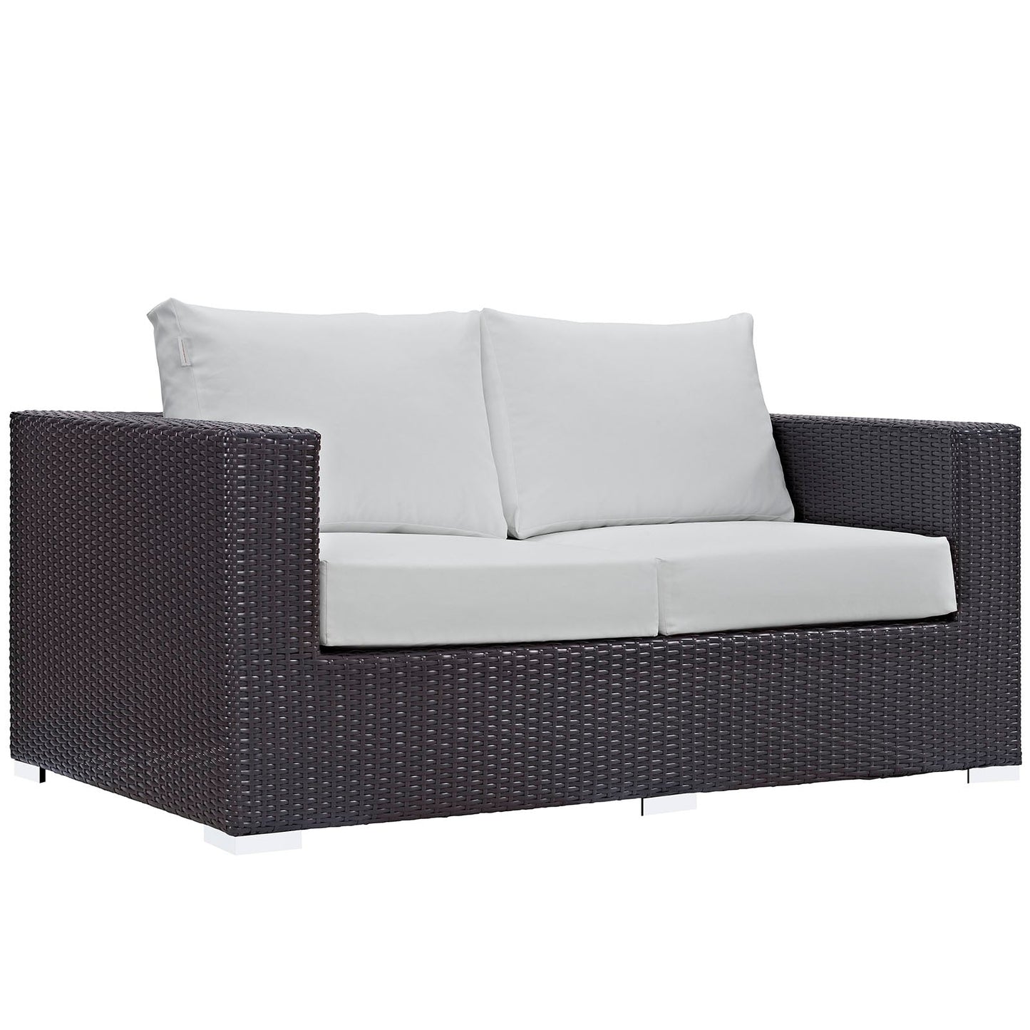 Convene Outdoor Patio Loveseat Espresso White EEI-1907-EXP-WHI