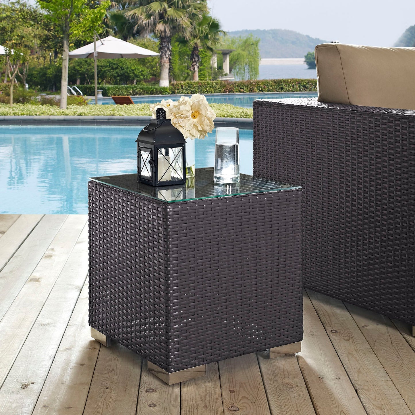 Convene Outdoor Patio Side Table Espresso EEI-1909-EXP