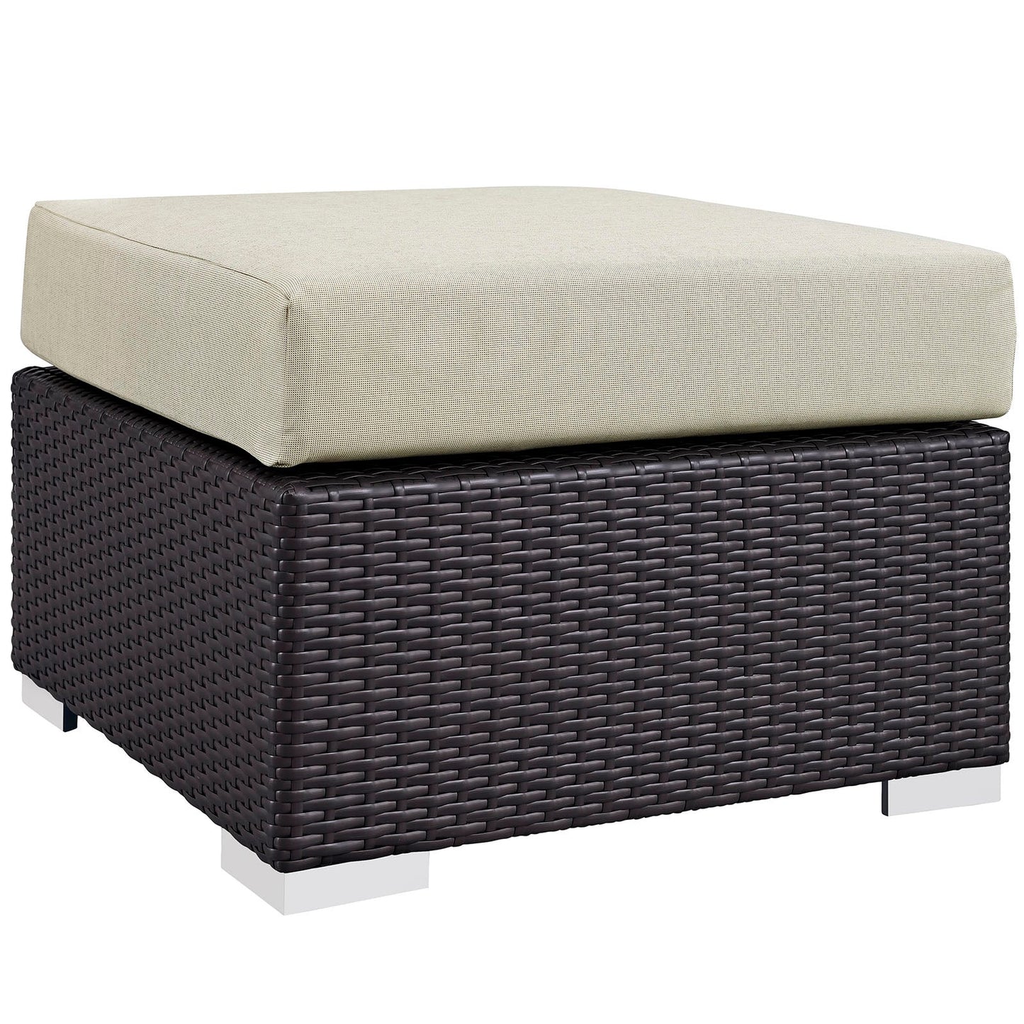 Convene Outdoor Patio Fabric Square Ottoman Espresso Beige EEI-1911-EXP-BEI