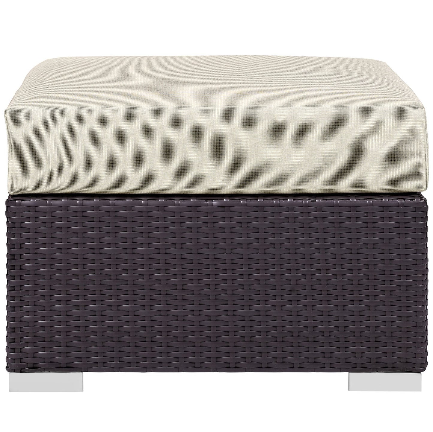 Convene Outdoor Patio Fabric Square Ottoman Espresso Beige EEI-1911-EXP-BEI