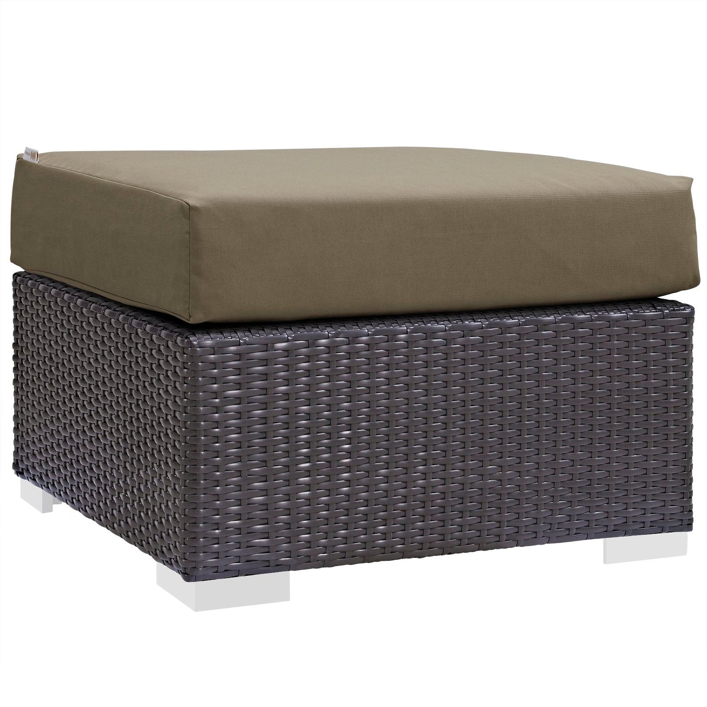 Convene Outdoor Patio Fabric Square Ottoman Espresso Mocha EEI-1911-EXP-MOC