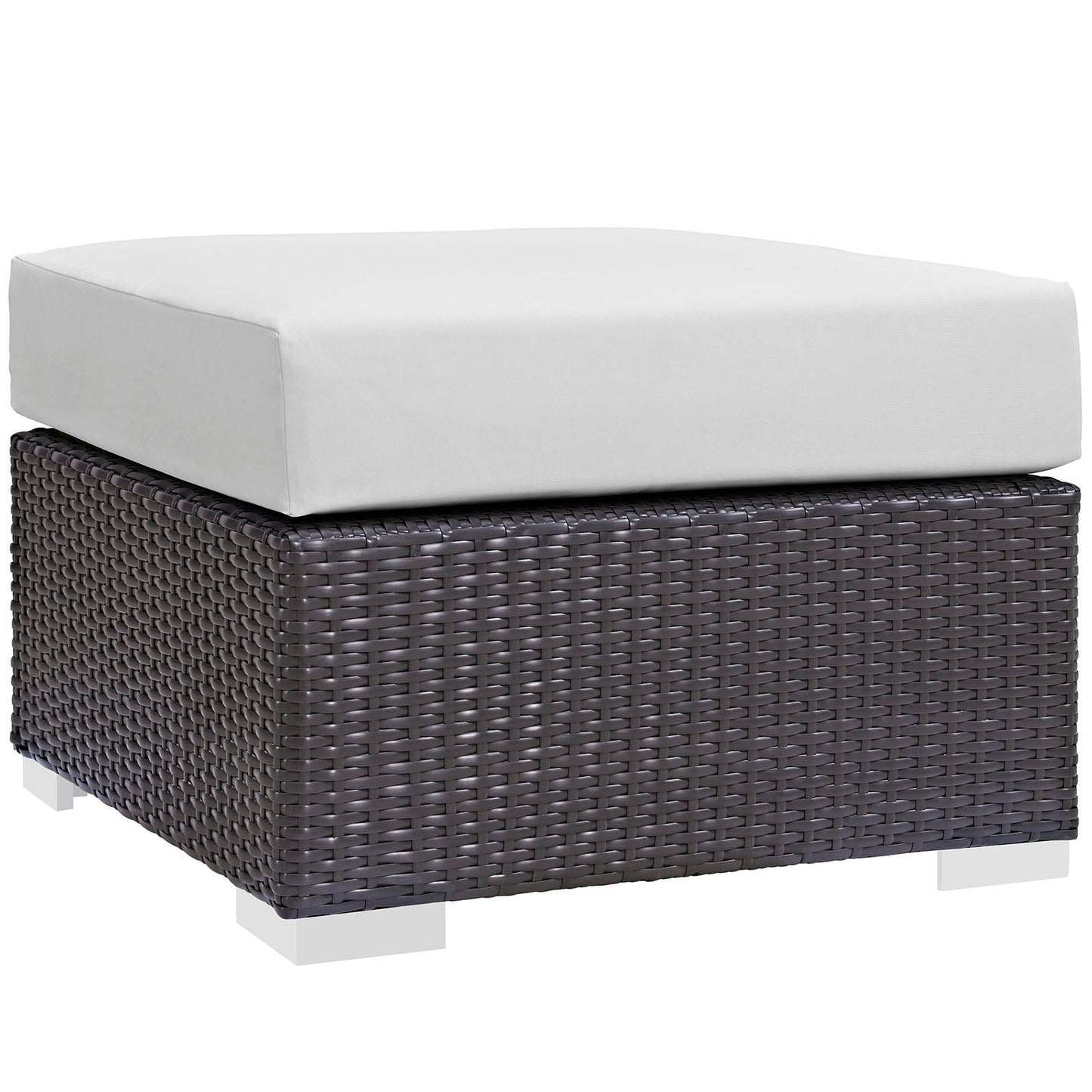 Convene Outdoor Patio Fabric Square Ottoman Espresso White EEI-1911-EXP-WHI