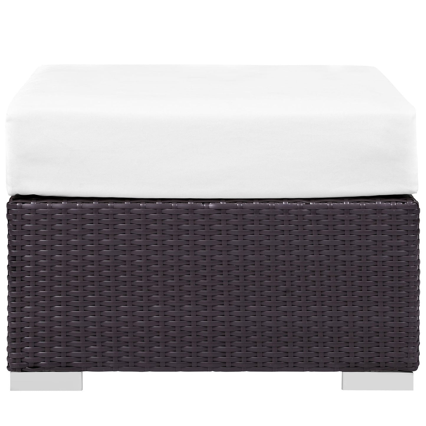 Convene Outdoor Patio Fabric Square Ottoman Espresso White EEI-1911-EXP-WHI