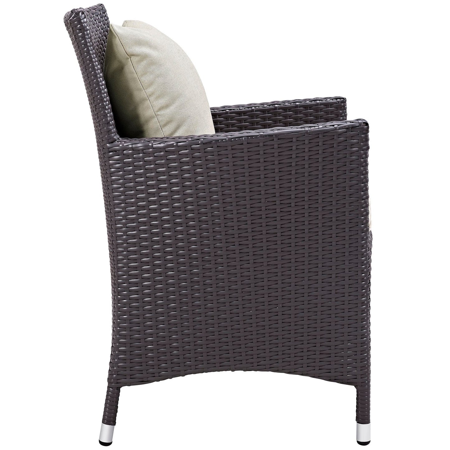 Convene Dining Outdoor Patio Armchair Espresso Beige EEI-1913-EXP-BEI