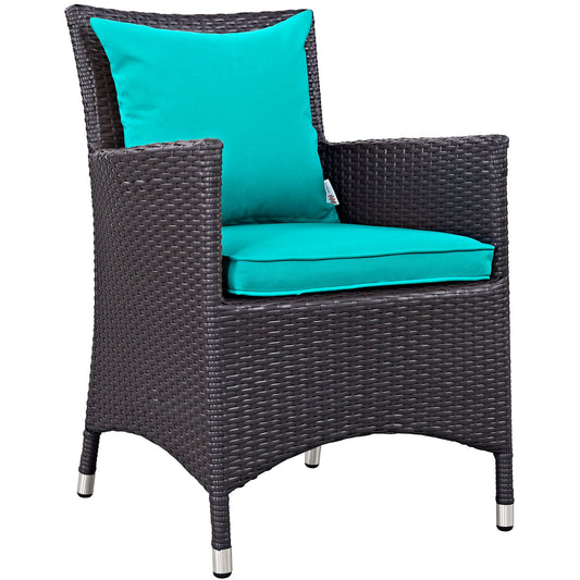 Convene Dining Outdoor Patio Armchair Espresso Turquoise EEI-1913-EXP-TRQ