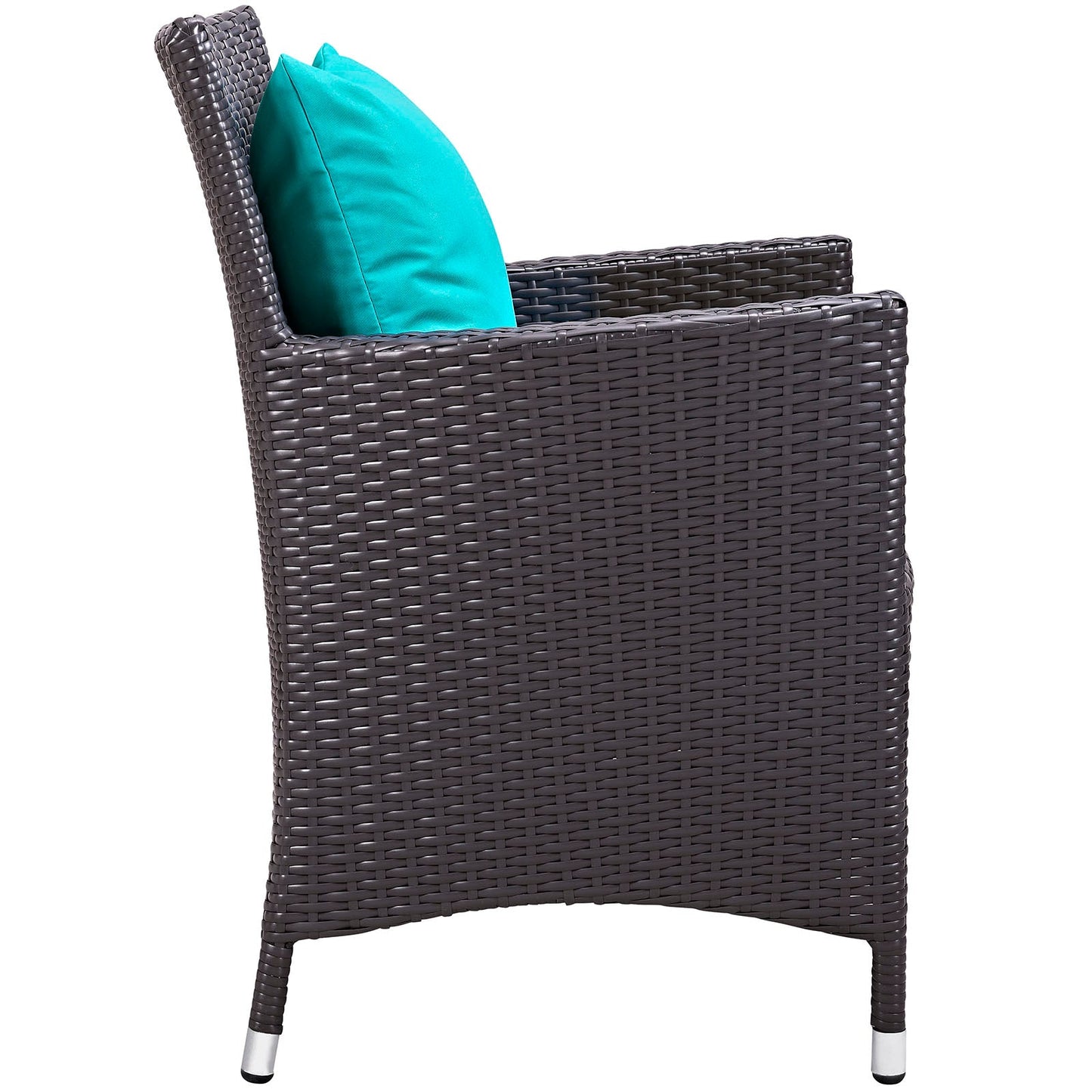 Convene Dining Outdoor Patio Armchair Espresso Turquoise EEI-1913-EXP-TRQ