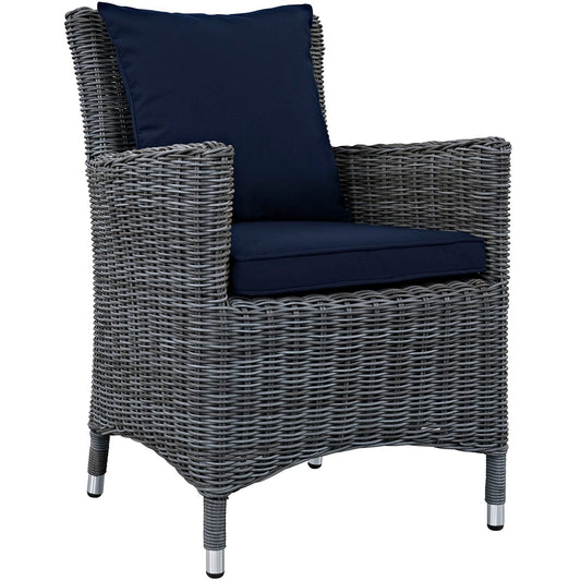 Summon Dining Outdoor Patio Sunbrella® Armchair Canvas Navy EEI-1935-GRY-NAV