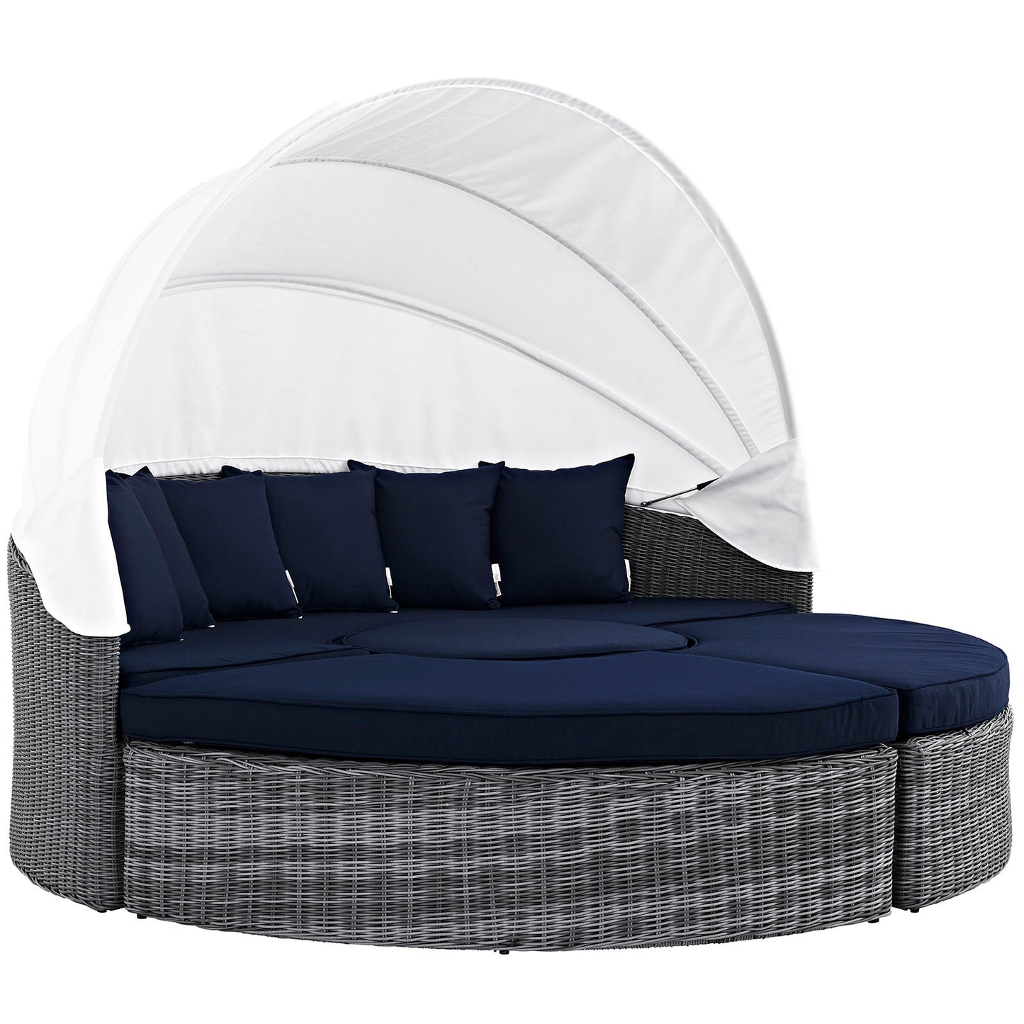 Summon Canopy Outdoor Patio Sunbrella® Daybed Canvas Navy EEI-1997-GRY-NAV-SET