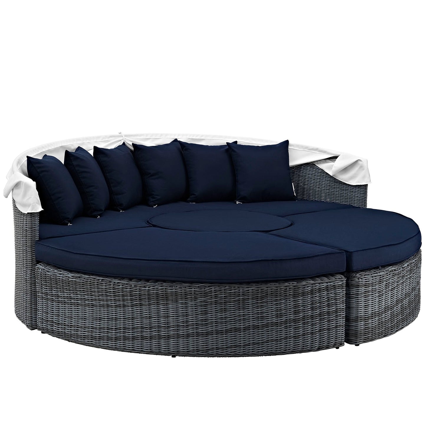 Summon Canopy Outdoor Patio Sunbrella® Daybed Canvas Navy EEI-1997-GRY-NAV-SET