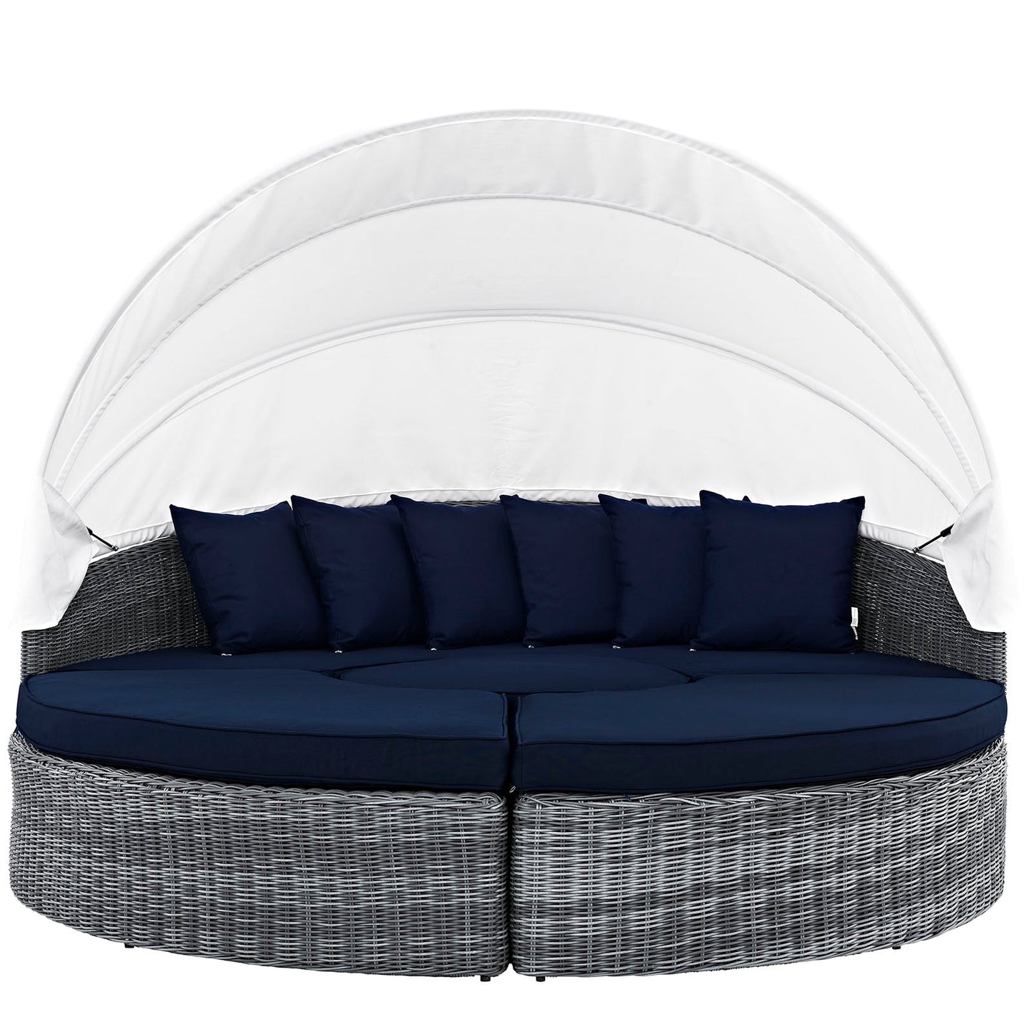 Summon Canopy Outdoor Patio Sunbrella® Daybed Canvas Navy EEI-1997-GRY-NAV-SET