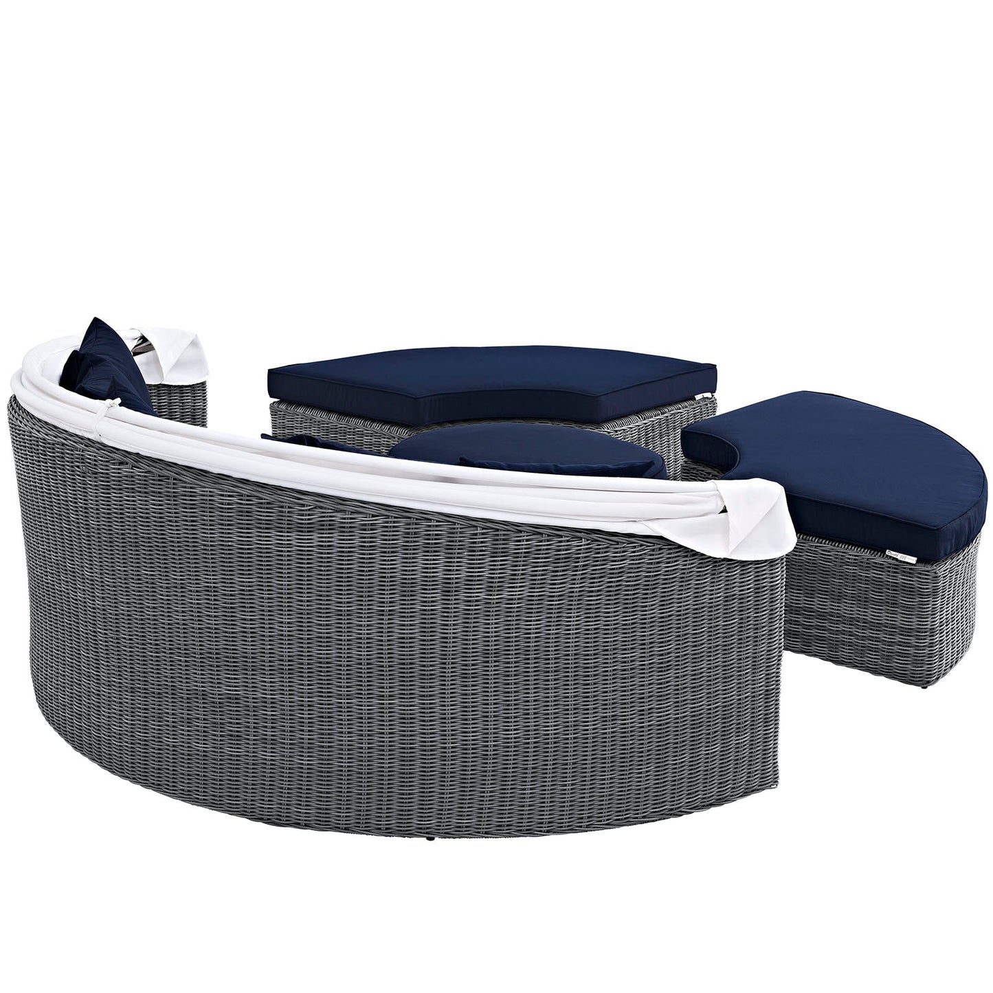 Summon Canopy Outdoor Patio Sunbrella® Daybed Canvas Navy EEI-1997-GRY-NAV-SET