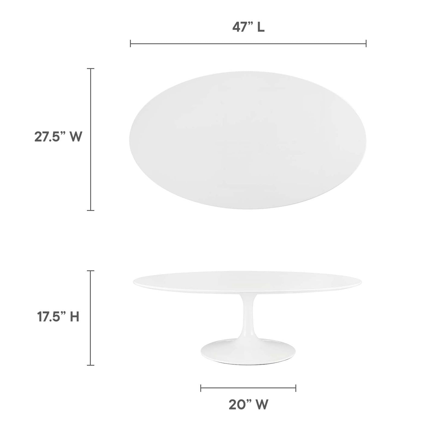 Lippa 48" Oval-Shaped Wood Top Coffee Table White EEI-2018-WHI