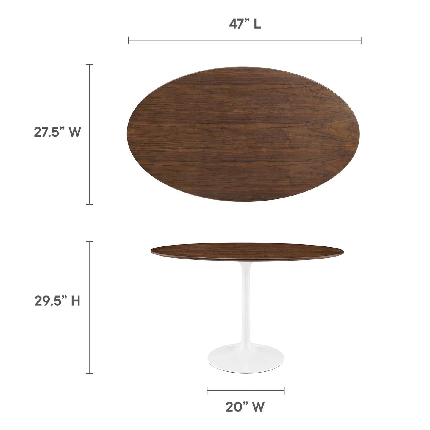 Lippa 48" Oval Wood Grain Dining Table Walnut EEI-2019-WAL