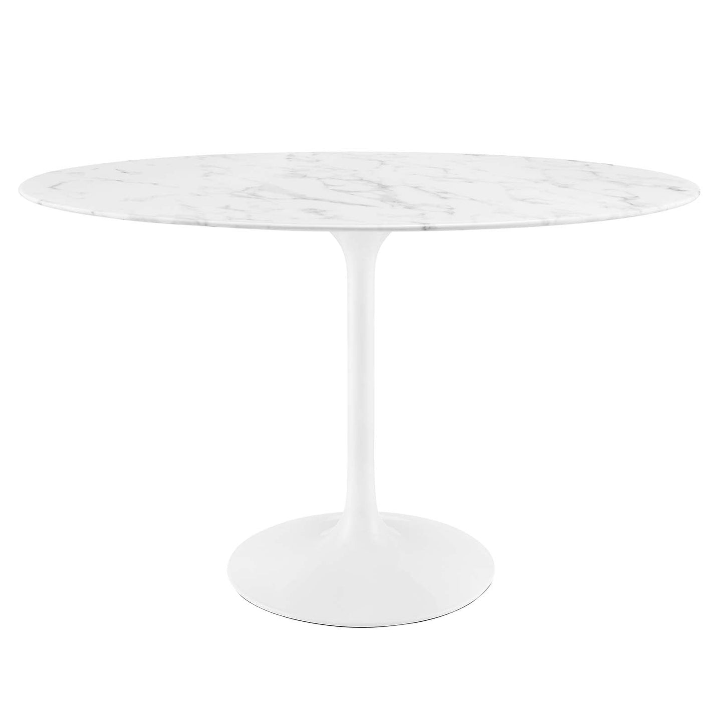 Lippa 48" Oval Artificial Marble Dining Table White EEI-2021-WHI