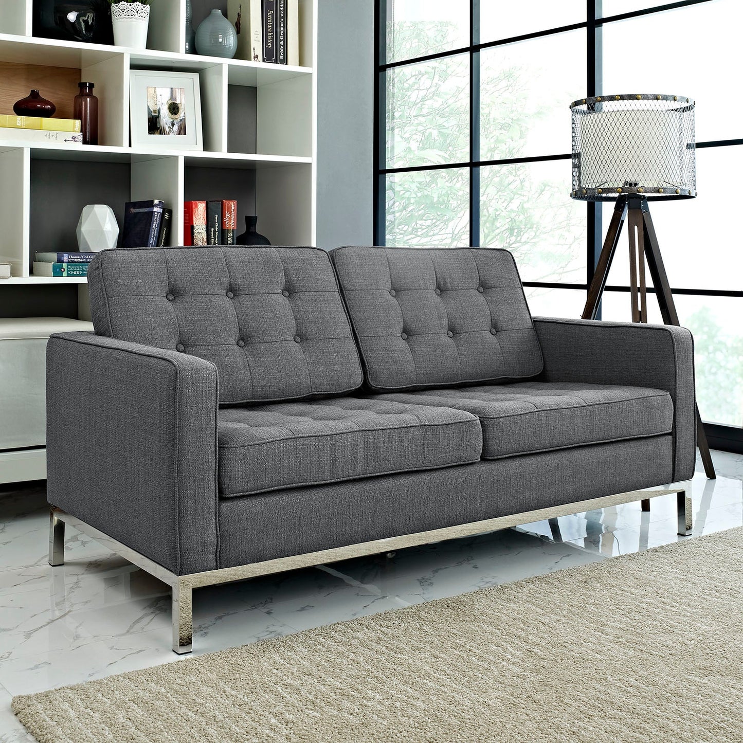 Loft Upholstered Fabric Loveseat Gray EEI-2051-DOR