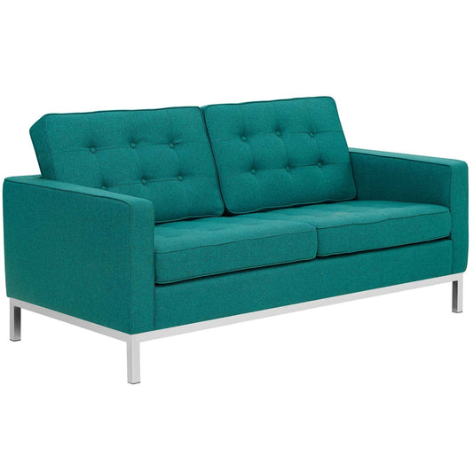 Loft Upholstered Fabric Loveseat Teal EEI-2051-TEA