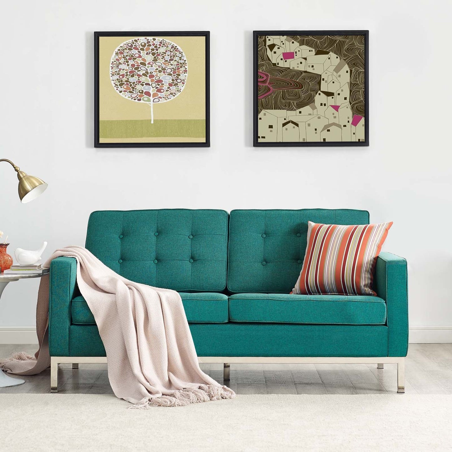 Loft Upholstered Fabric Loveseat Teal EEI-2051-TEA