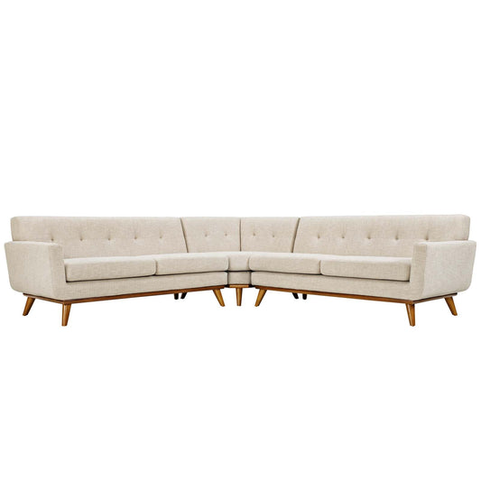 Engage L-Shaped Upholstered Fabric Sectional Sofa Beige EEI-2108-BEI-SET