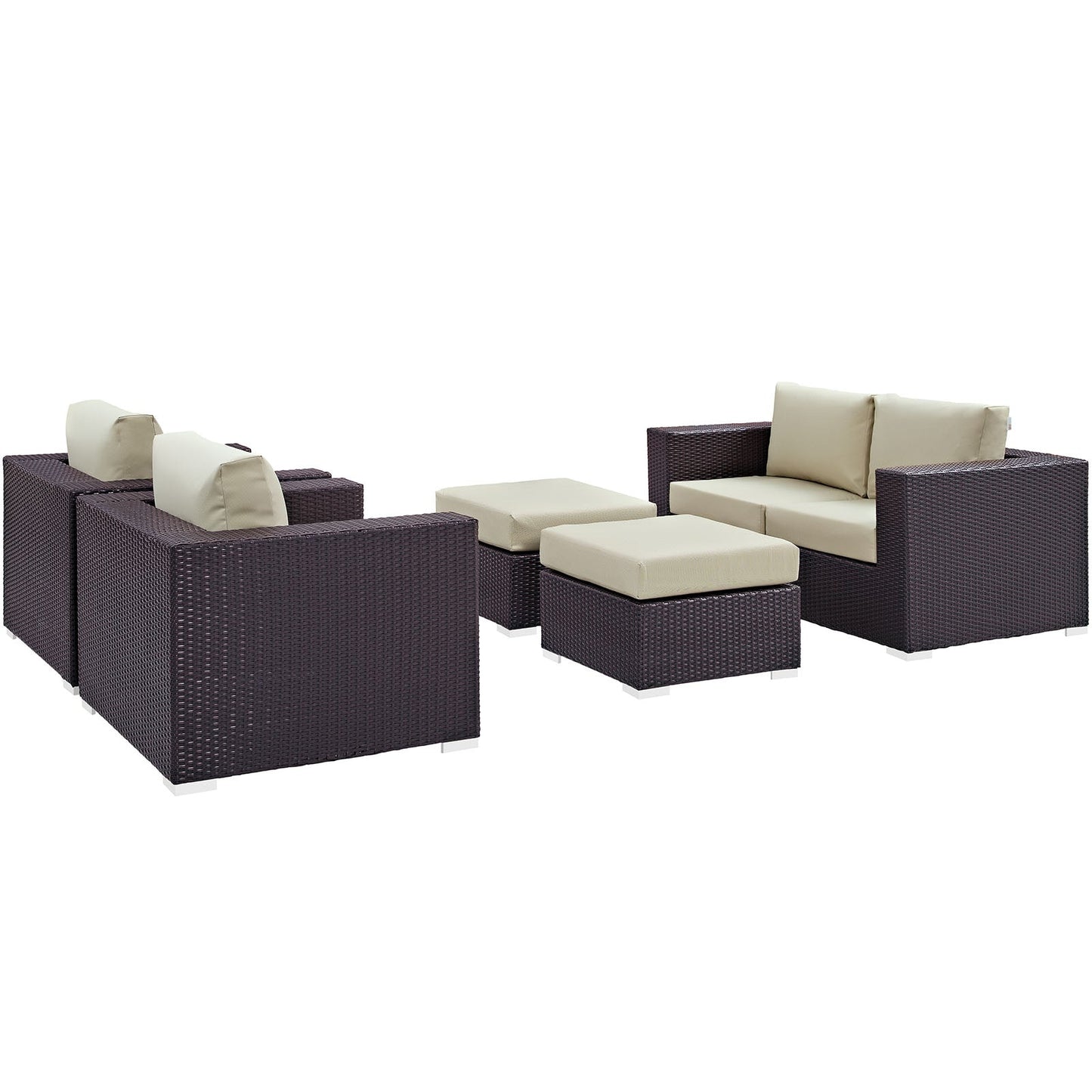 Convene 5 Piece Outdoor Patio Sofa Set Espresso Beige EEI-2158-EXP-BEI-SET