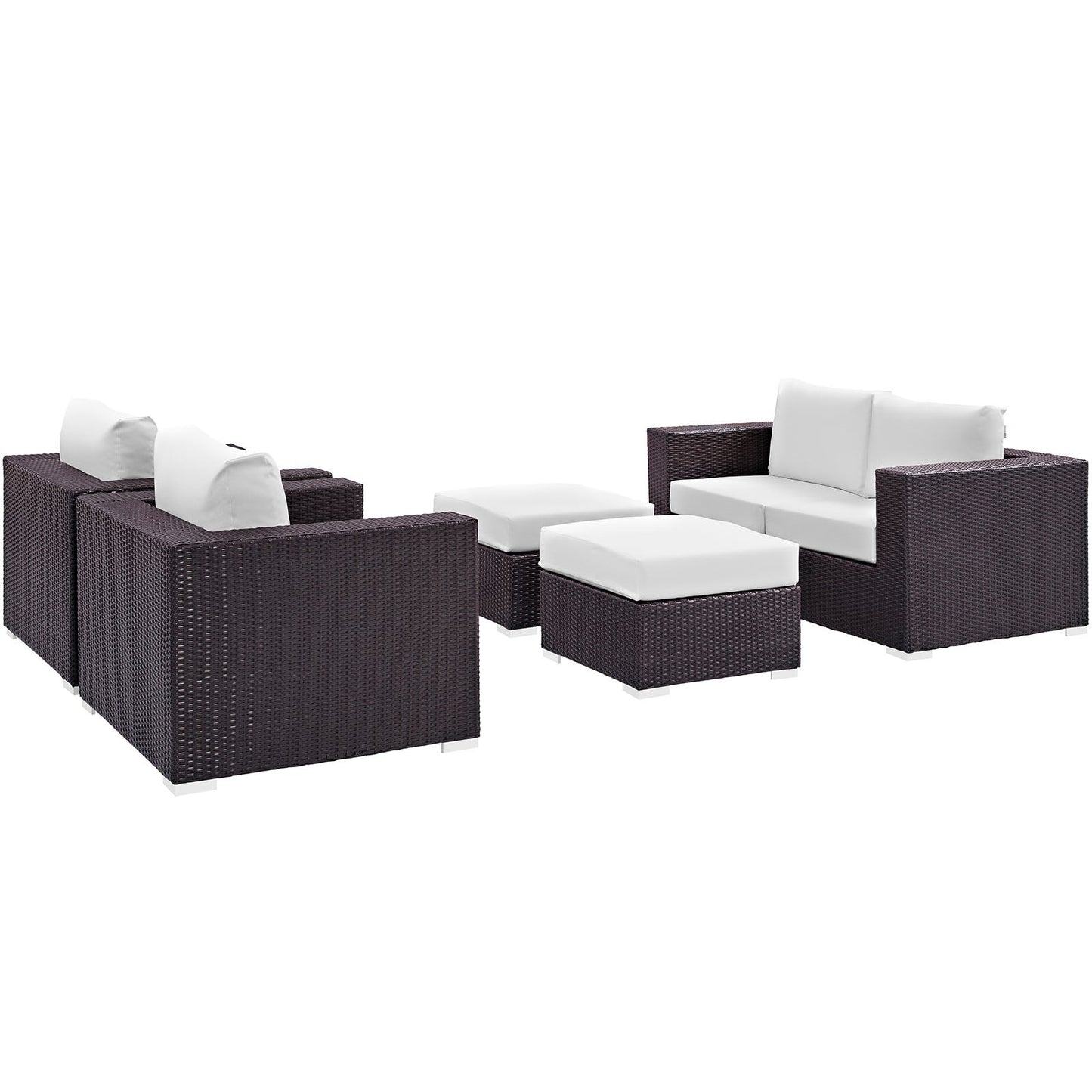 Convene 5 Piece Outdoor Patio Sofa Set Espresso White EEI-2158-EXP-WHI-SET