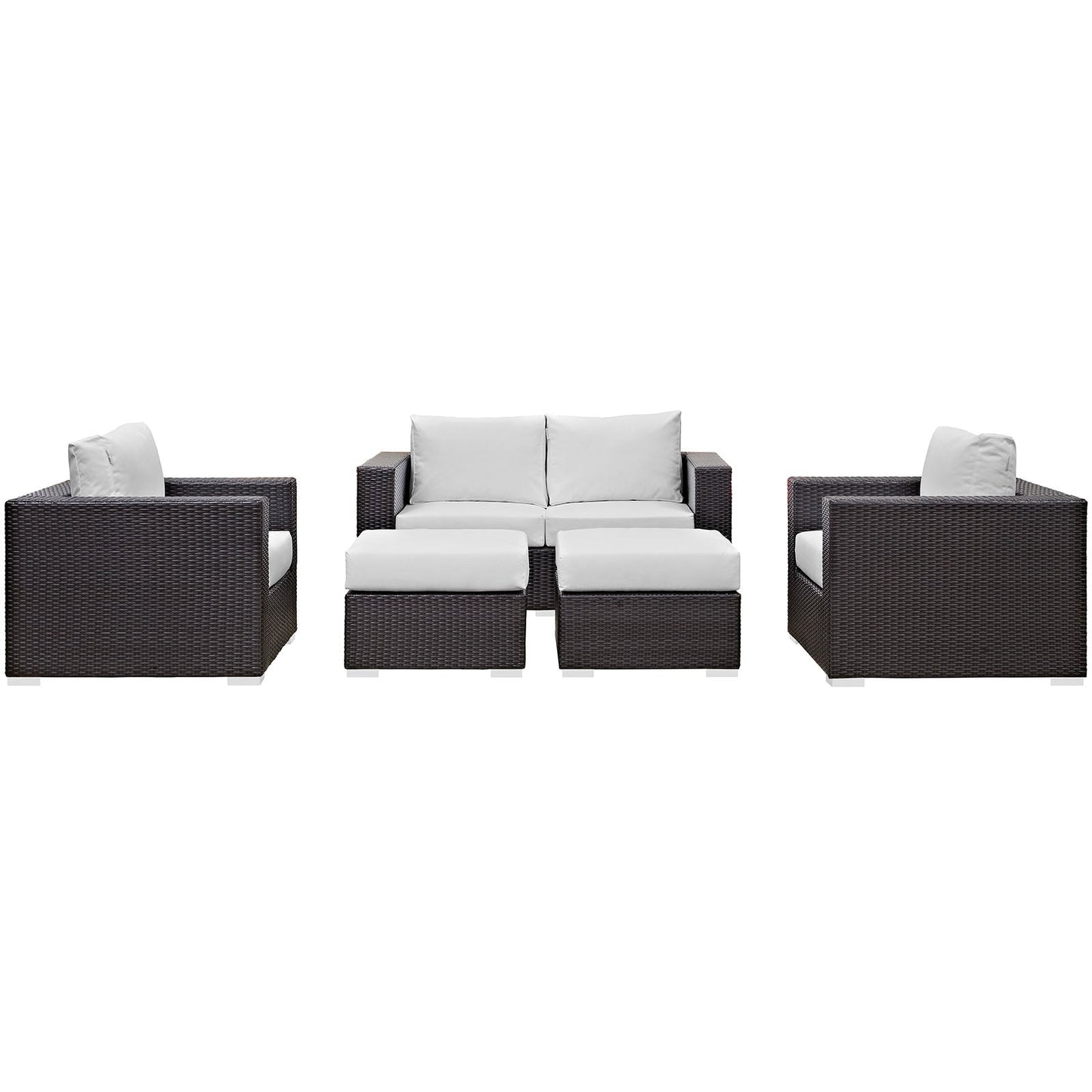 Convene 5 Piece Outdoor Patio Sofa Set Espresso White EEI-2158-EXP-WHI-SET