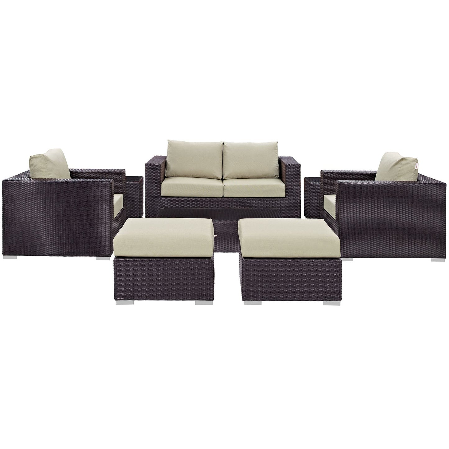 Convene 8 Piece Outdoor Patio Sofa Set Espresso Beige EEI-2159-EXP-BEI-SET