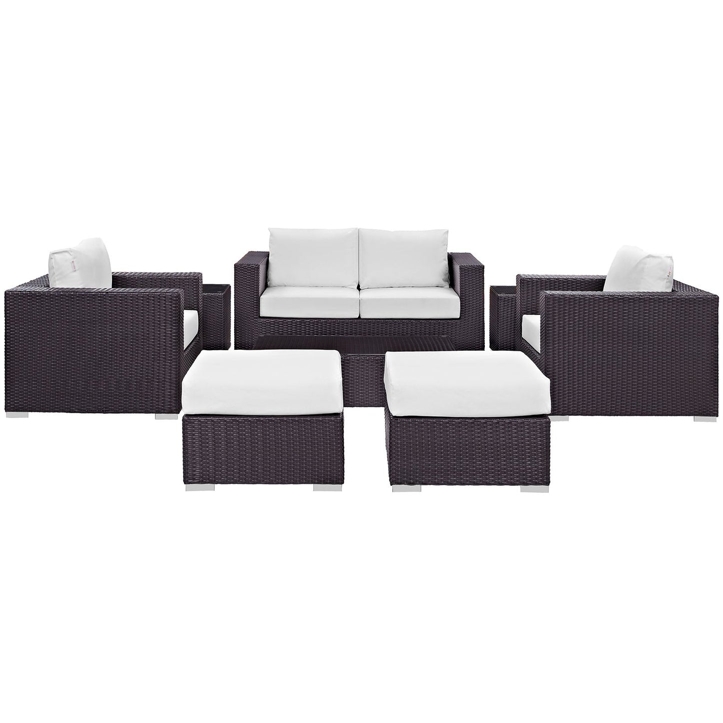 Convene 8 Piece Outdoor Patio Sofa Set Espresso White EEI-2159-EXP-WHI-SET