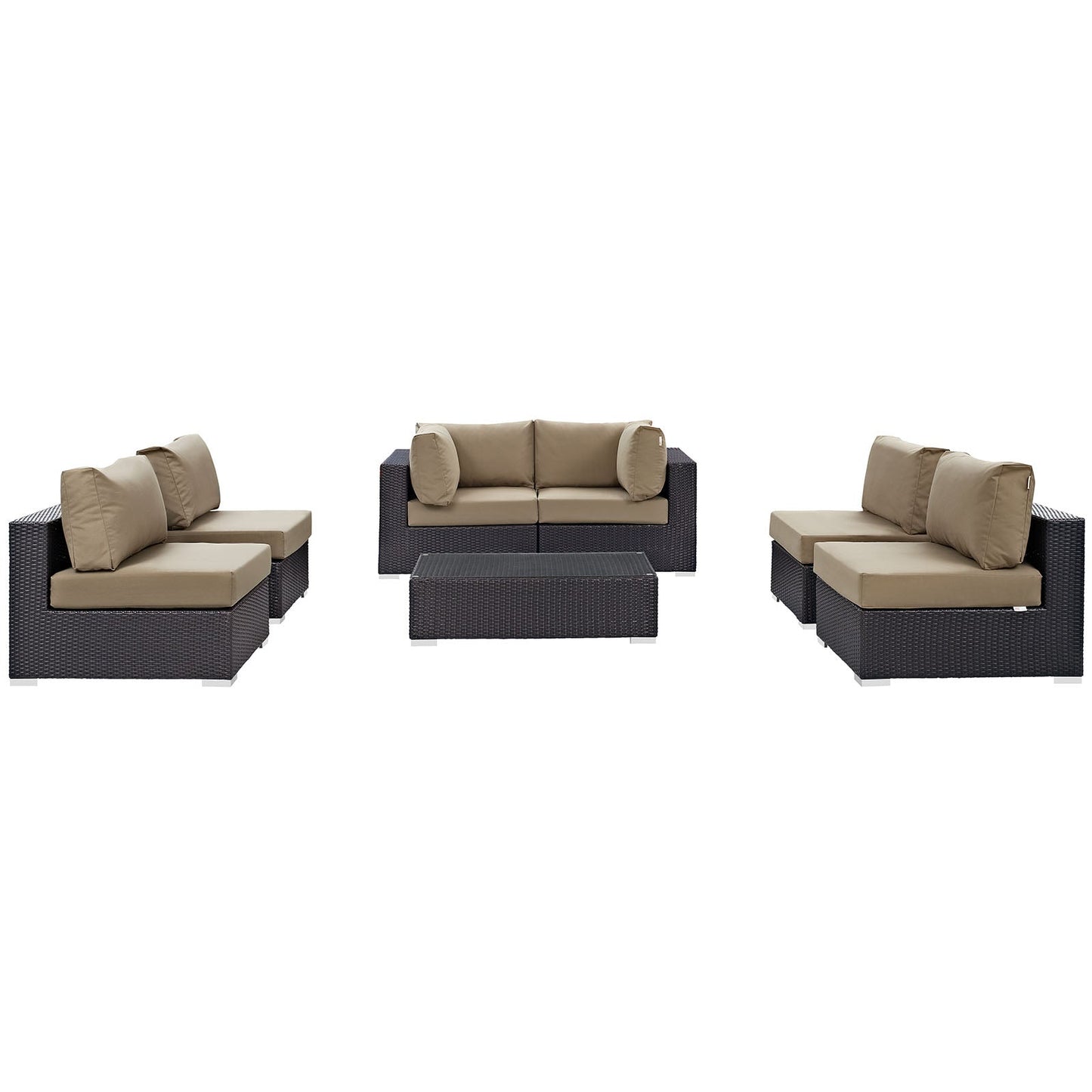 Convene 7 Piece Outdoor Patio Sectional Set Espresso Mocha EEI-2164-EXP-MOC-SET