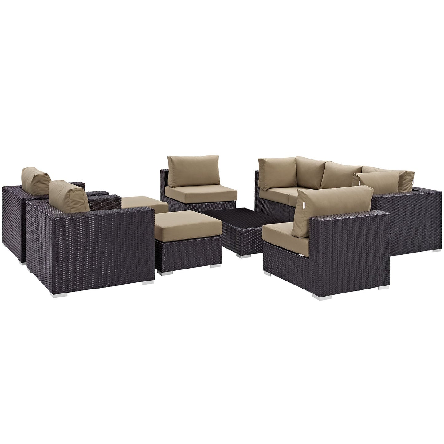 Convene 10 Piece Outdoor Patio Sectional Set Espresso Mocha EEI-2169-EXP-MOC-SET