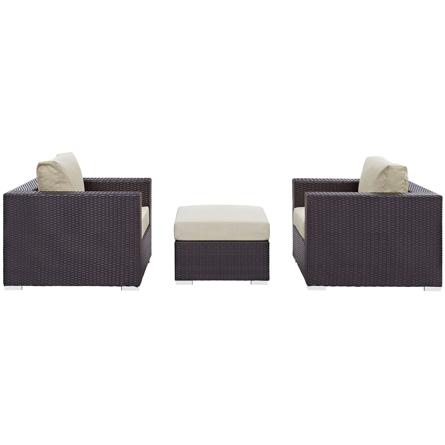 Convene 3 Piece Outdoor Patio Sofa Set Espresso Beige EEI-2174-EXP-BEI-SET