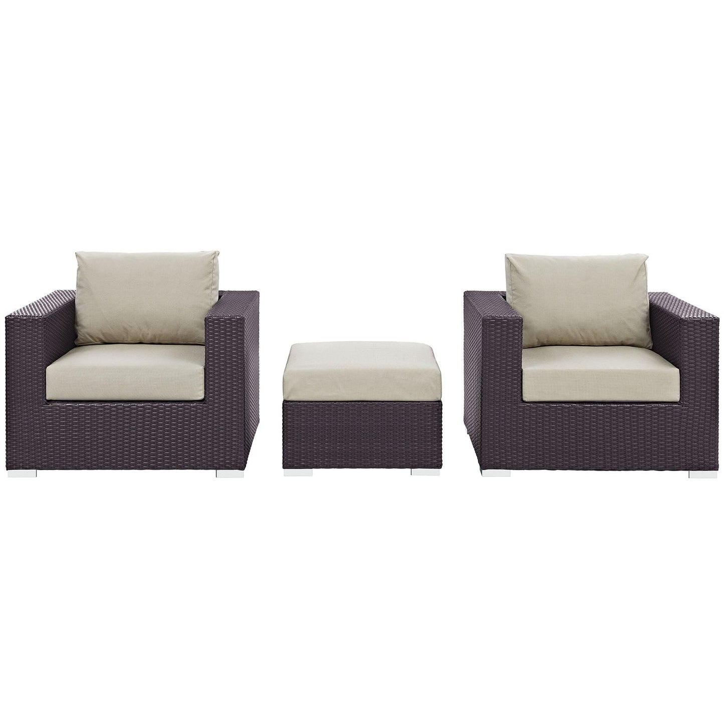 Convene 3 Piece Outdoor Patio Sofa Set Espresso Beige EEI-2174-EXP-BEI-SET