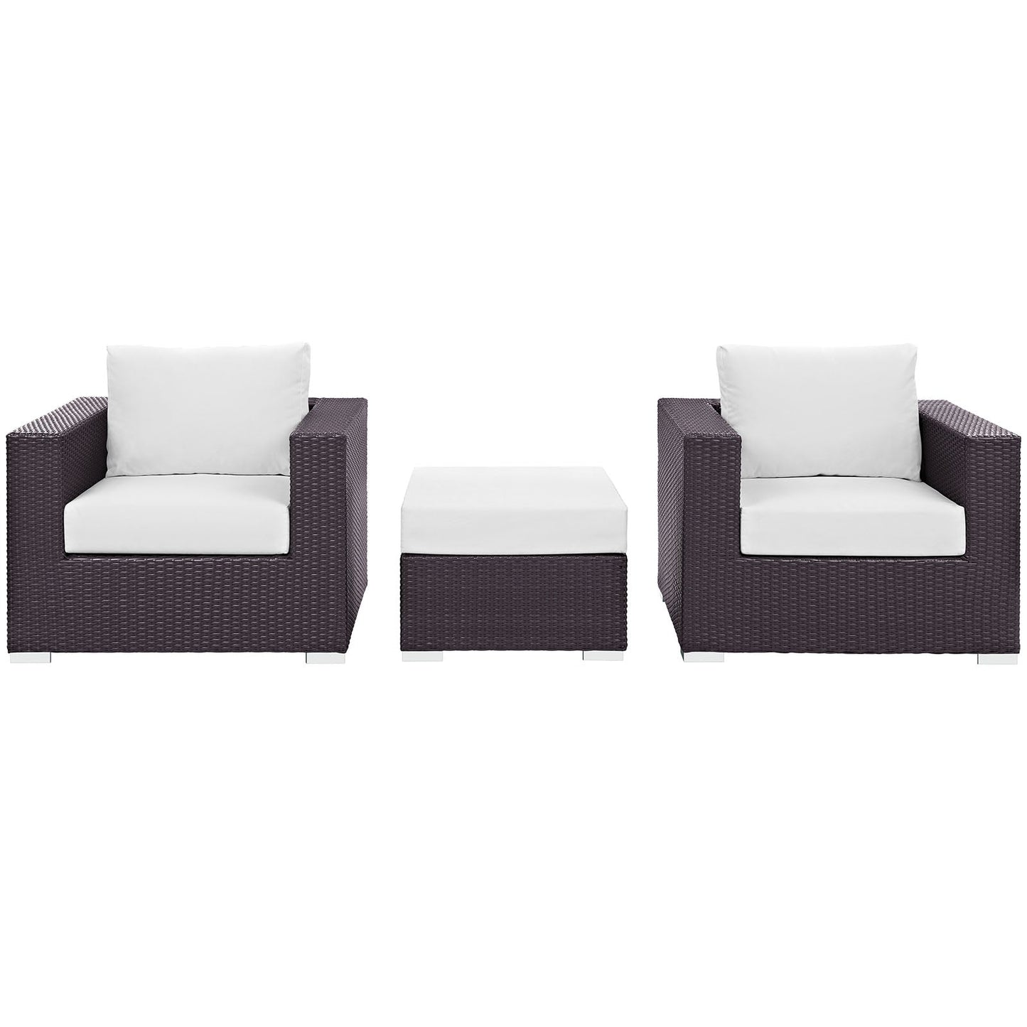 Convene 3 Piece Outdoor Patio Sofa Set Espresso White EEI-2174-EXP-WHI-SET