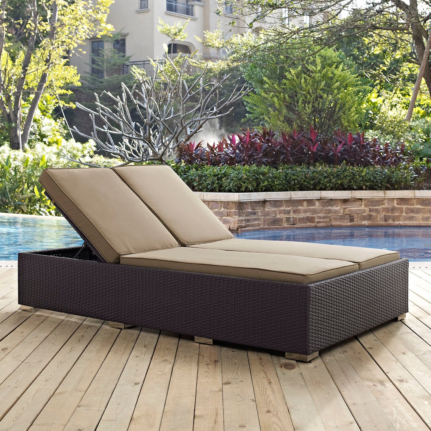 Convene Double Outdoor Patio Chaise Espresso Mocha EEI-2177-EXP-MOC