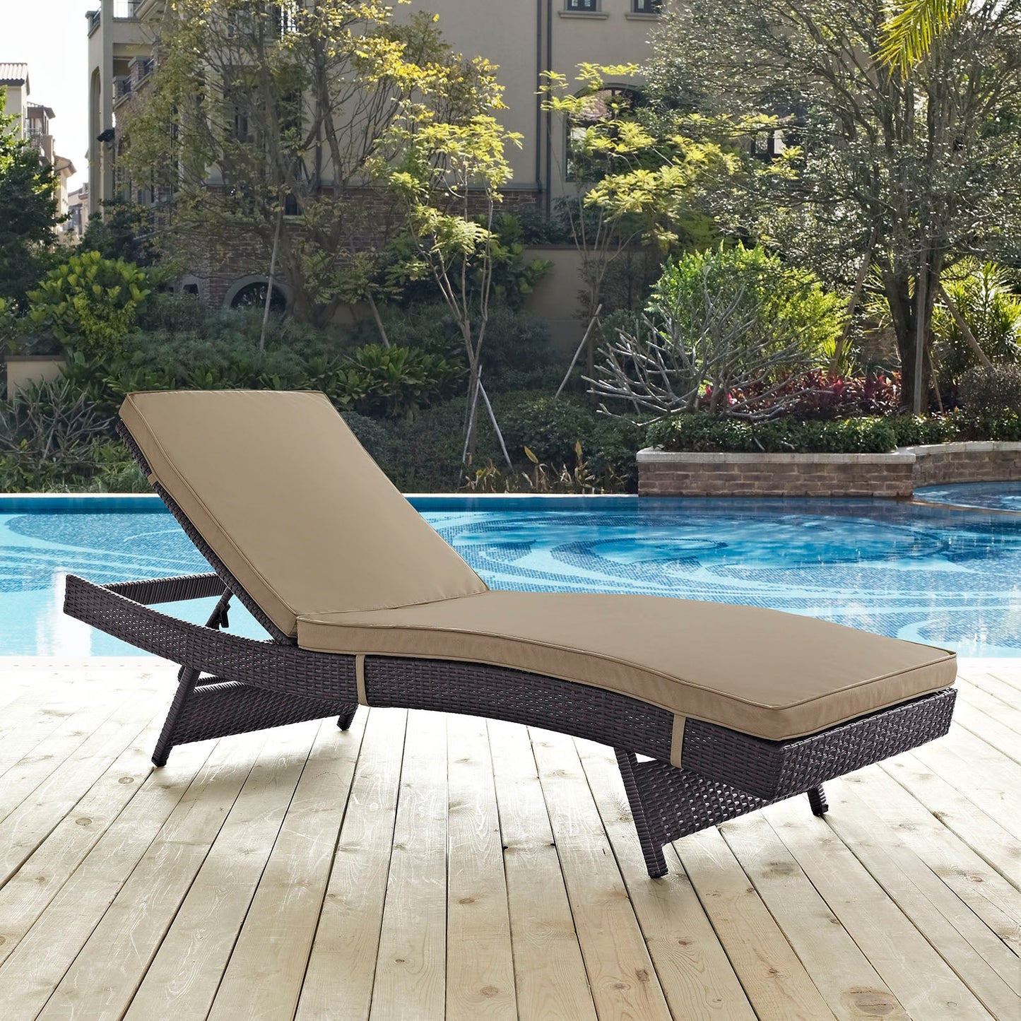 Convene Outdoor Patio Chaise Espresso Mocha EEI-2179-EXP-MOC