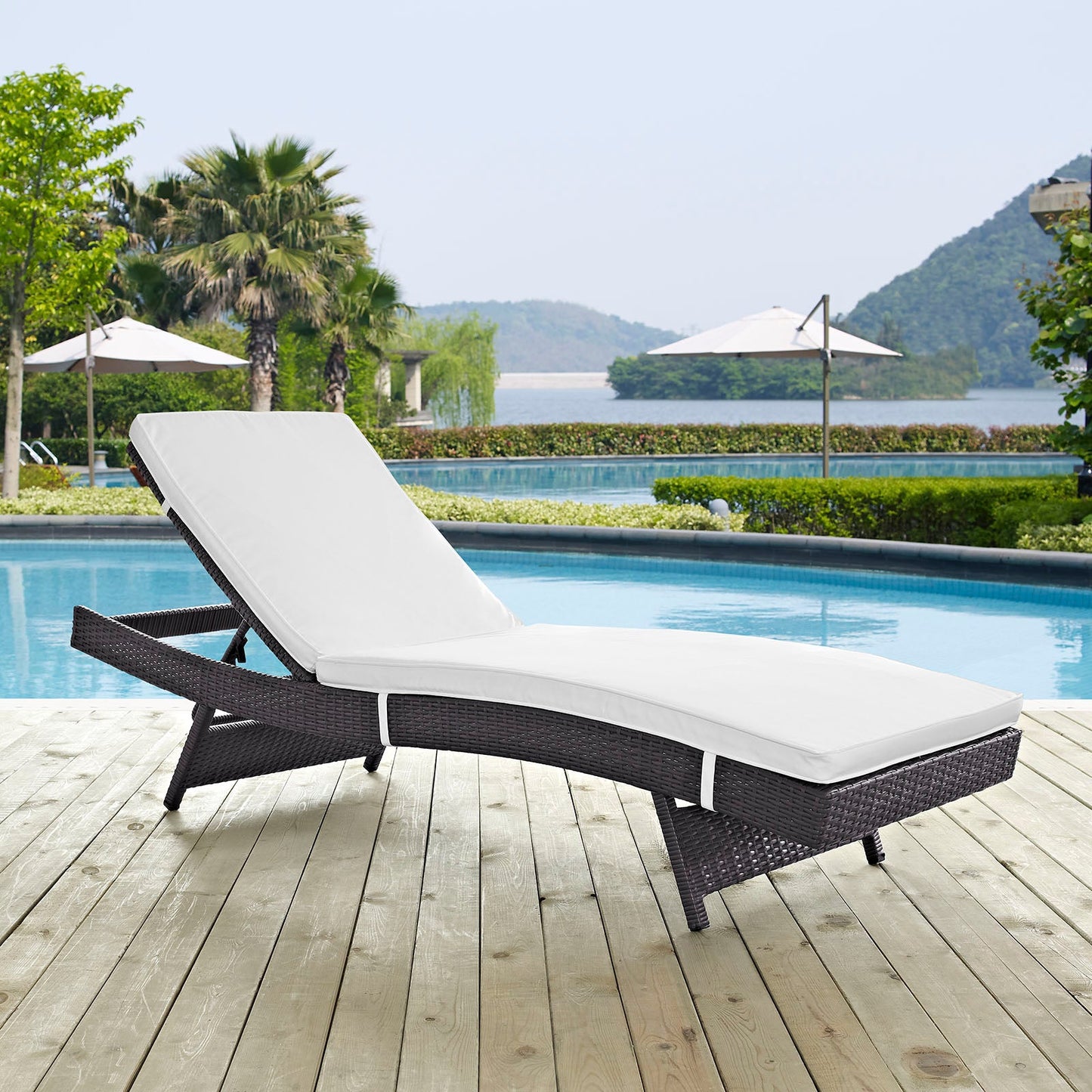 Convene Outdoor Patio Chaise Espresso White EEI-2179-EXP-WHI