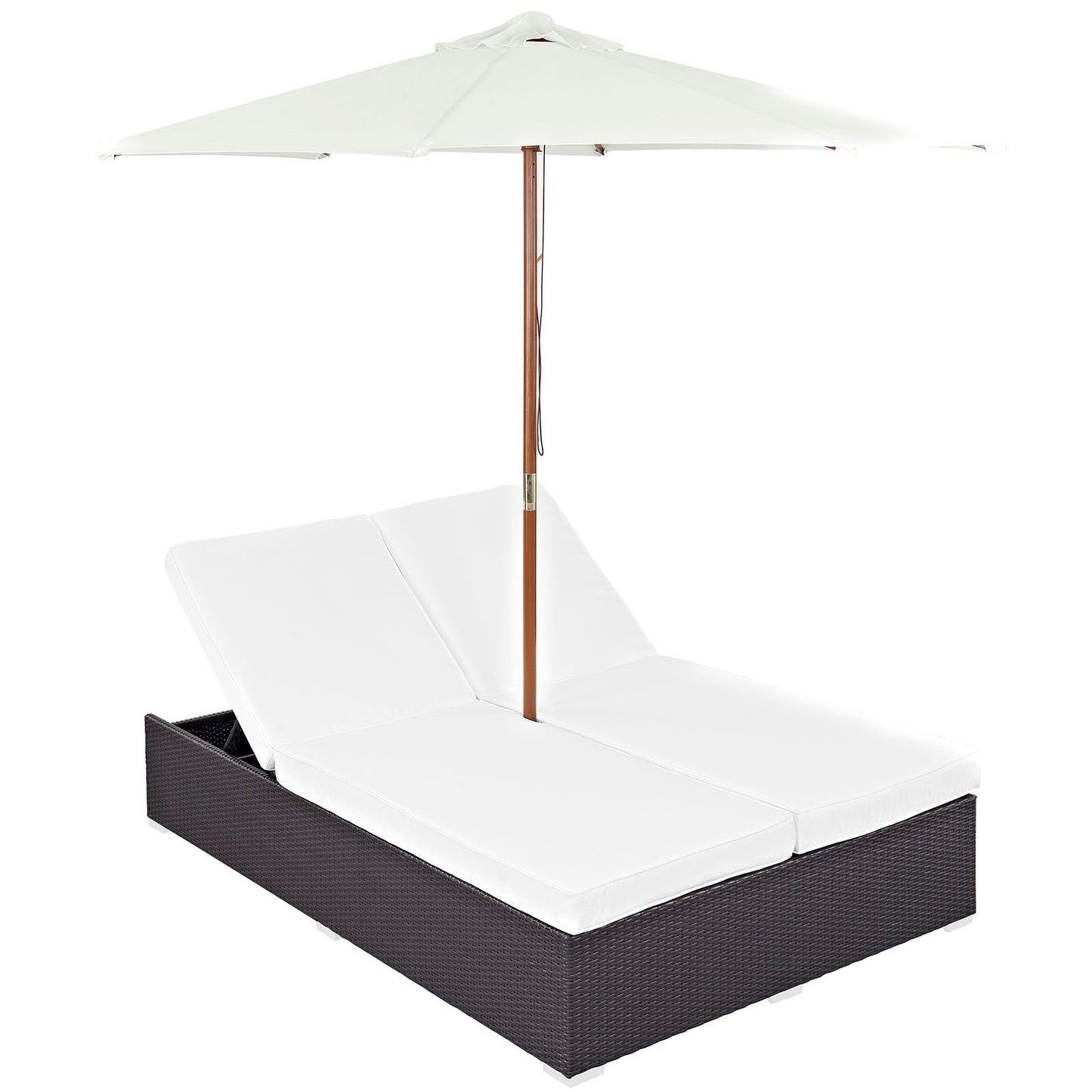 Convene Double Outdoor Patio Chaise Espresso White EEI-2180-EXP-WHI-SET