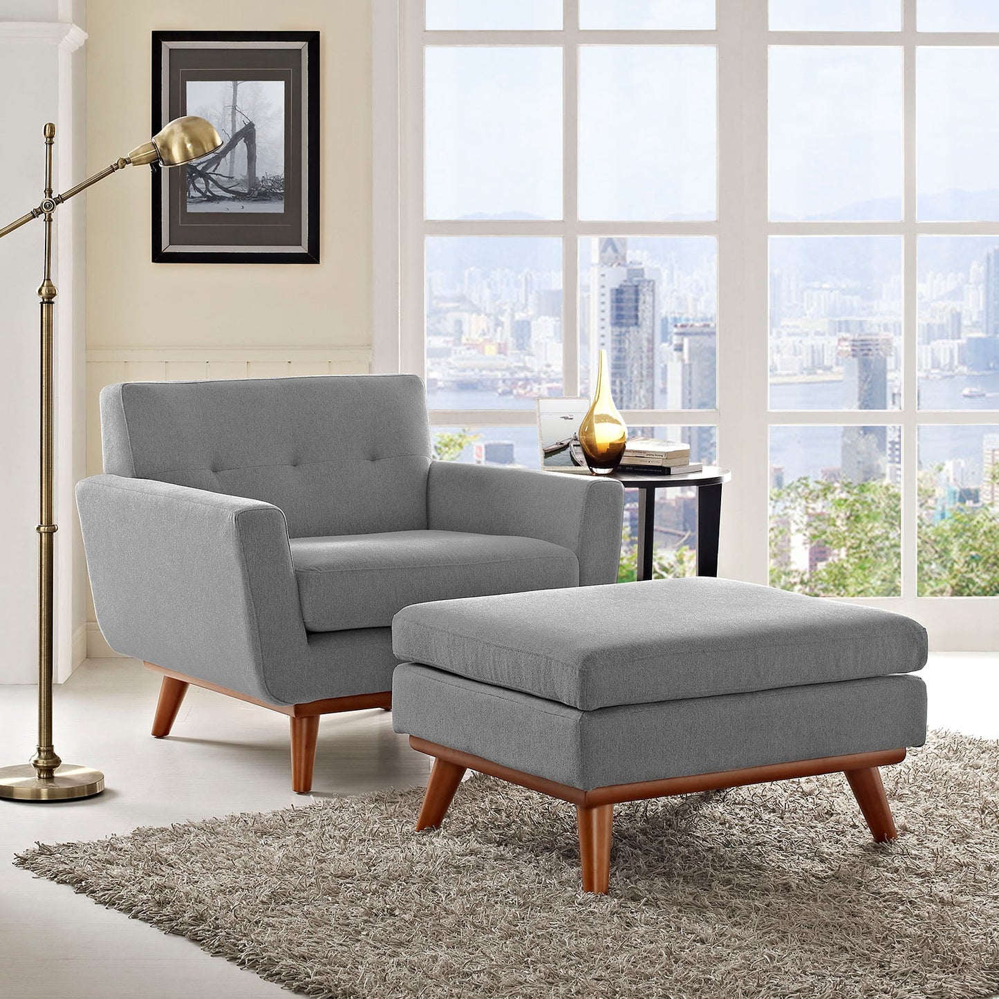 Engage 2 Piece Armchair and Ottoman Expectation Gray EEI-2187-GRY-SET