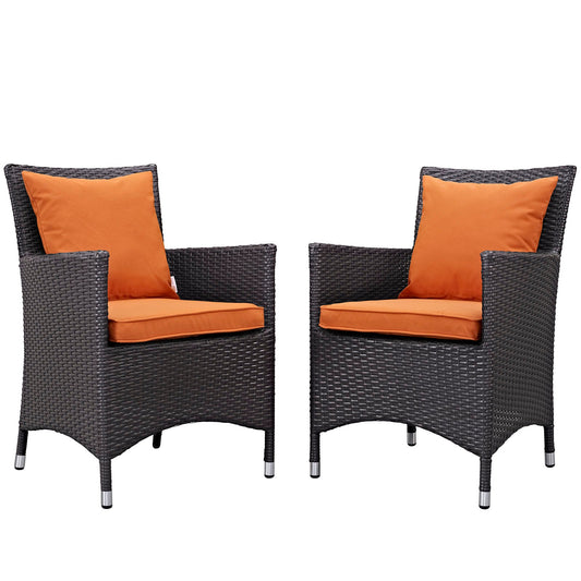 Convene 2 Piece Outdoor Patio Dining Set Espresso Orange EEI-2188-EXP-ORA-SET