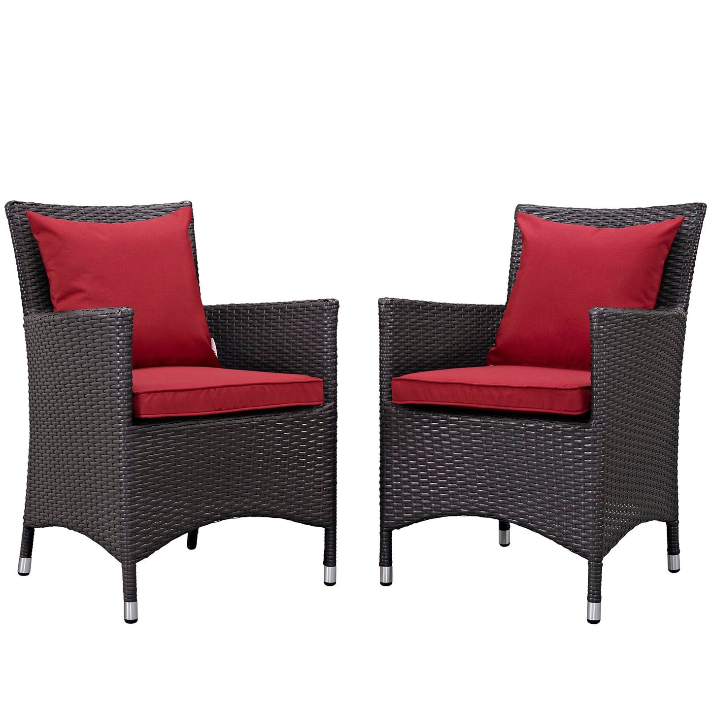 Convene 2 Piece Outdoor Patio Dining Set Espresso Red EEI-2188-EXP-RED-SET