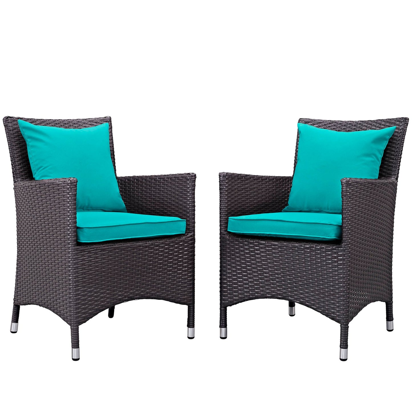 Convene 2 Piece Outdoor Patio Dining Set Espresso Turquoise EEI-2188-EXP-TRQ-SET