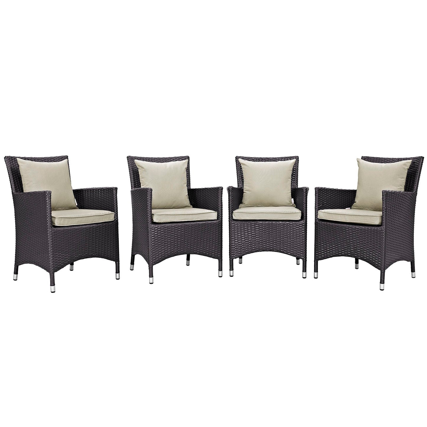 Convene 4 Piece Outdoor Patio Dining Set Espresso Beige EEI-2190-EXP-BEI-SET