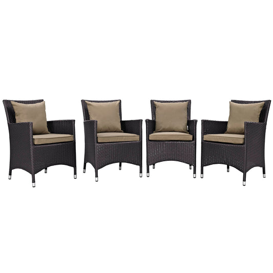 Convene 4 Piece Outdoor Patio Dining Set Espresso Mocha EEI-2190-EXP-MOC-SET