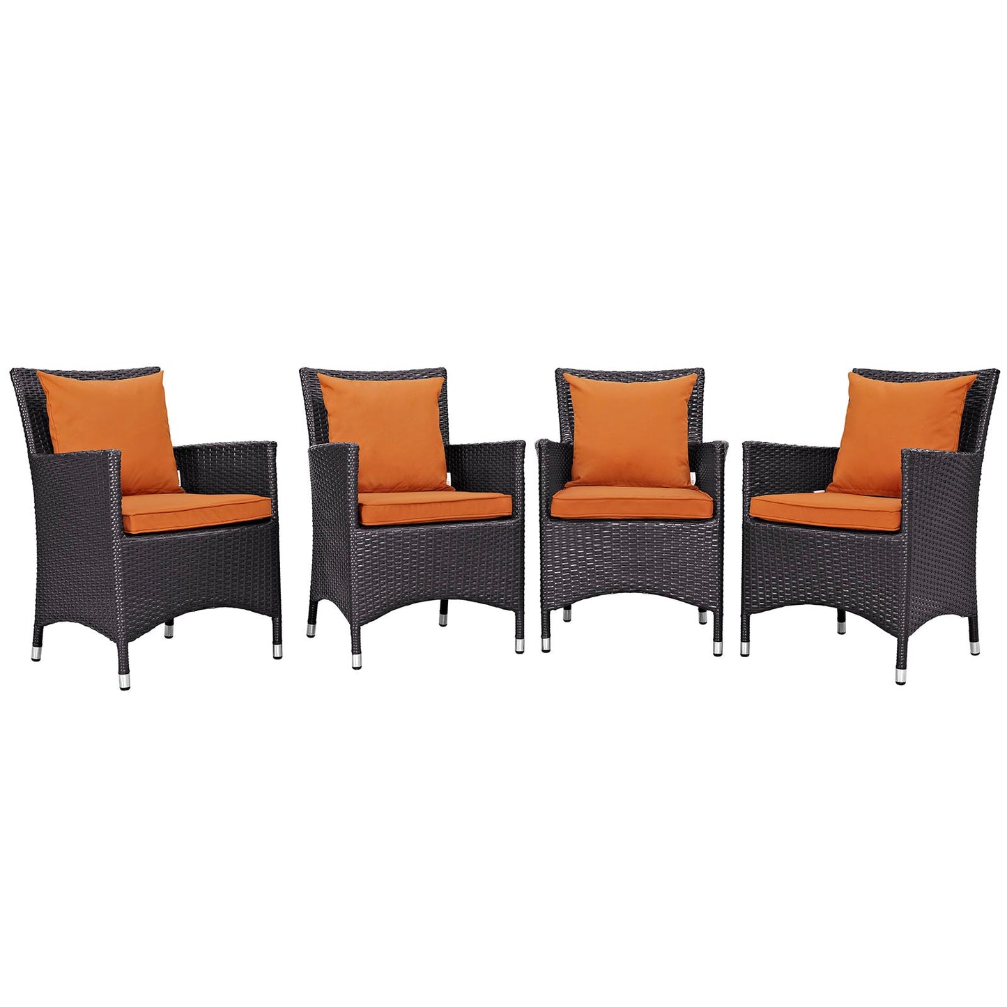 Convene 4 Piece Outdoor Patio Dining Set Espresso Orange EEI-2190-EXP-ORA-SET