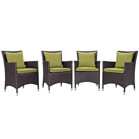 Convene 4 Piece Outdoor Patio Dining Set Espresso Peridot EEI-2190-EXP-PER-SET