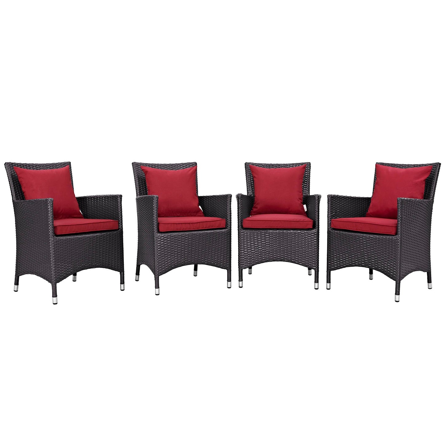 Convene 4 Piece Outdoor Patio Dining Set Espresso Red EEI-2190-EXP-RED-SET