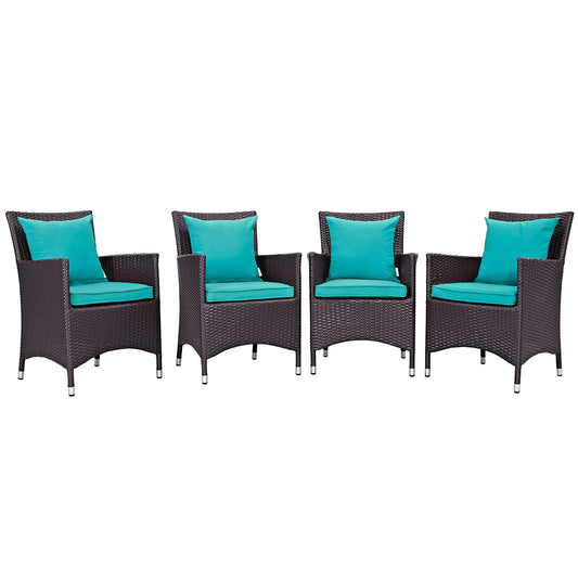 Convene 4 Piece Outdoor Patio Dining Set Espresso Turquoise EEI-2190-EXP-TRQ-SET