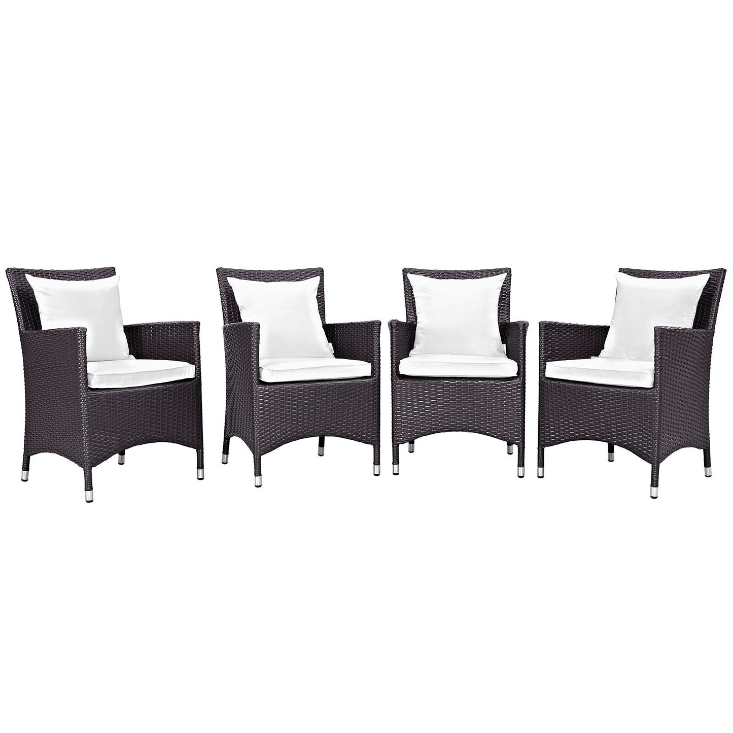 Convene 4 Piece Outdoor Patio Dining Set Espresso White EEI-2190-EXP-WHI-SET