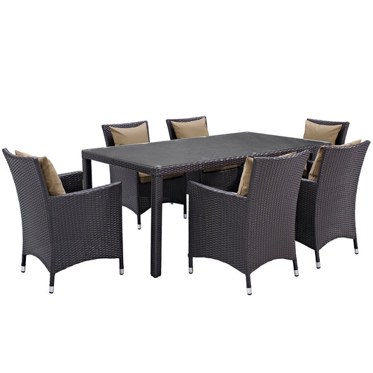 Convene 7 Piece Outdoor Patio Dining Set Espresso Mocha EEI-2199-EXP-MOC-SET