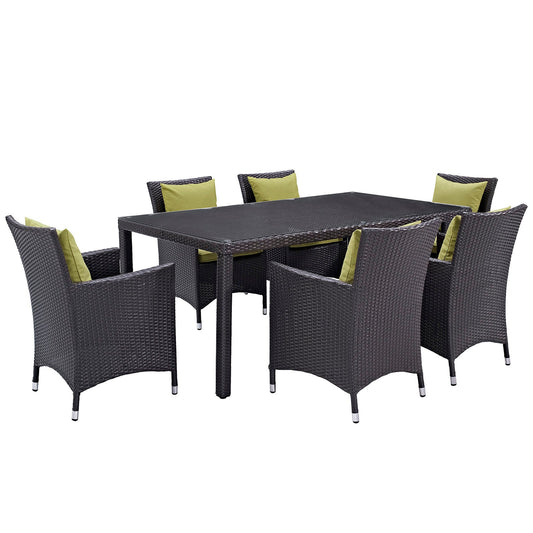 Convene 7 Piece Outdoor Patio Dining Set Espresso Peridot EEI-2199-EXP-PER-SET