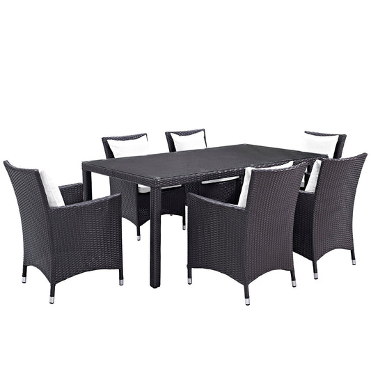 Convene 7 Piece Outdoor Patio Dining Set Espresso White EEI-2199-EXP-WHI-SET